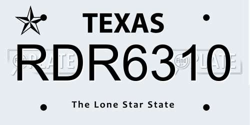 RDR6310 Texas License Plate