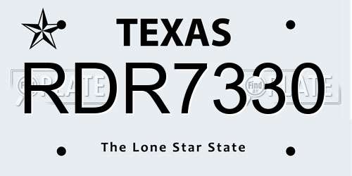 RDR7330 Texas License Plate