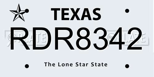 RDR8342 Texas License Plate