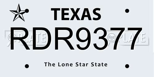 RDR9377 Texas License Plate