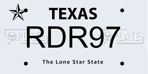 RDR97 Texas License Plate
