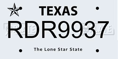 RDR9937 Texas License Plate