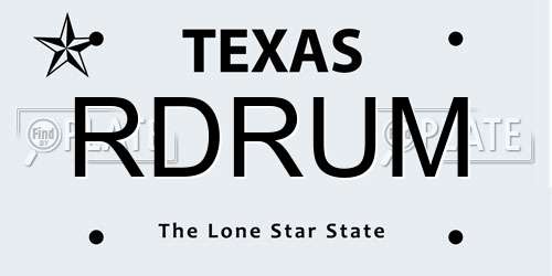 RDRUM Texas License Plate