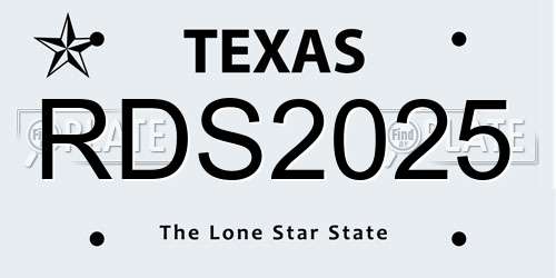 RDS2025 Texas License Plate