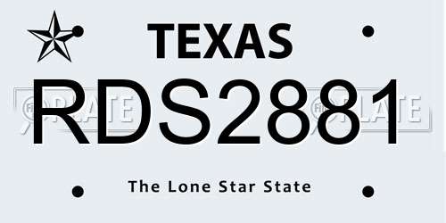 RDS2881 Texas License Plate