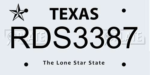 RDS3387 Texas License Plate