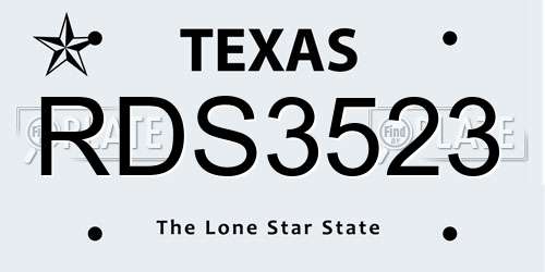 RDS3523 Texas License Plate
