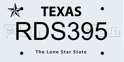 RDS395 Texas License Plate