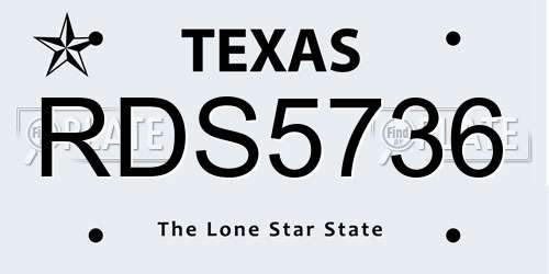 RDS5736 Texas License Plate