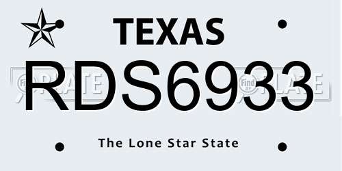 RDS6933 Texas License Plate