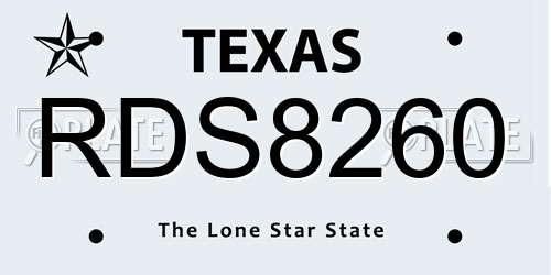 RDS8260 Texas License Plate