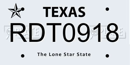 RDT0918 Texas License Plate