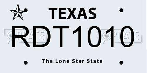 RDT1010 Texas License Plate