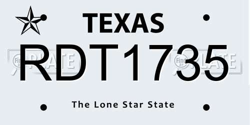 RDT1735 Texas License Plate