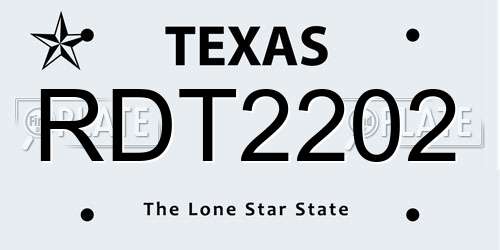 RDT2202 Texas License Plate
