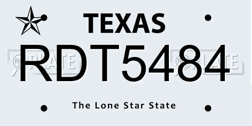 RDT5484 Texas License Plate