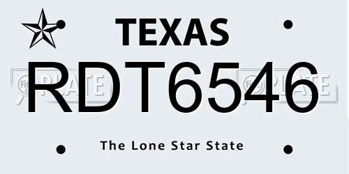 RDT6546 Texas License Plate