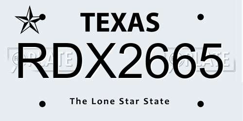RDX2665 Texas License Plate