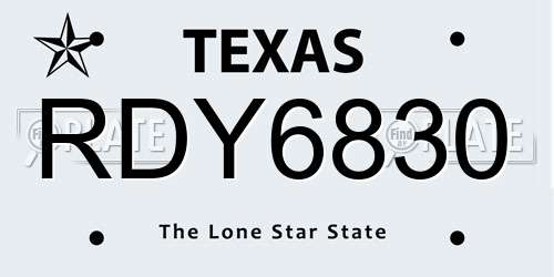 RDY6830 Texas License Plate