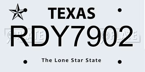 RDY7902 Texas License Plate