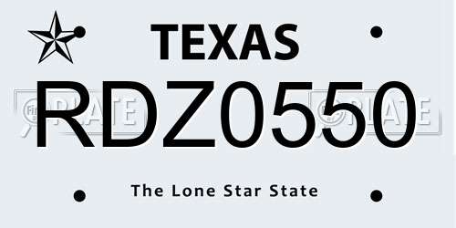RDZ0550 Texas License Plate