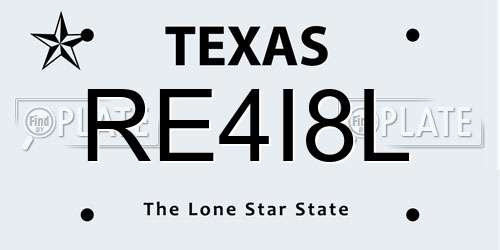RE4I8L Texas License Plate