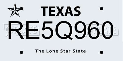 RE5Q960 Texas License Plate