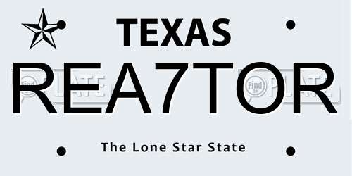 REA7TOR Texas License Plate