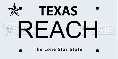 REACH Texas License Plate