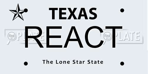 REACT Texas License Plate
