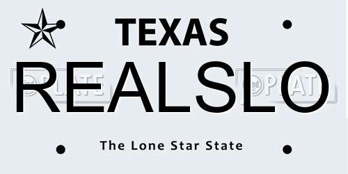 REALSLO Texas License Plate