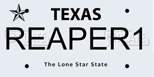 REAPER1 Texas License Plate
