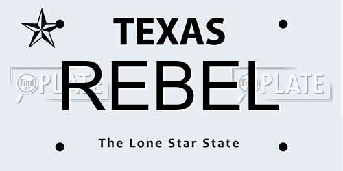 REBEL Texas License Plate