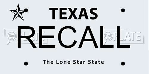 RECALL Texas License Plate