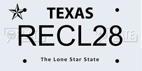 RECL28 Texas License Plate