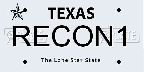 RECON1 Texas License Plate