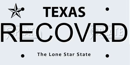 RECOVRD Texas License Plate