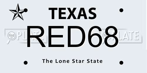 RED68 Texas License Plate