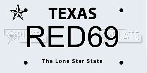 RED69 Texas License Plate