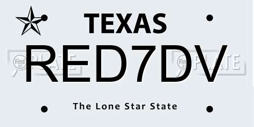 RED7DV Texas License Plate