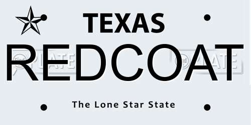 REDCOAT Texas License Plate
