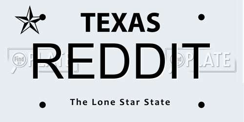 REDDIT Texas License Plate