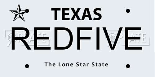 REDFIVE Texas License Plate