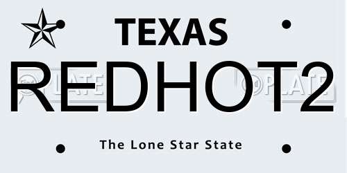 REDHOT2 Texas License Plate