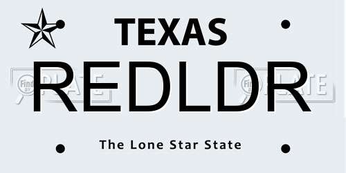REDLDR Texas License Plate