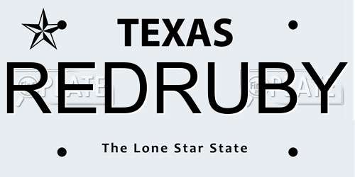 REDRUBY Texas License Plate