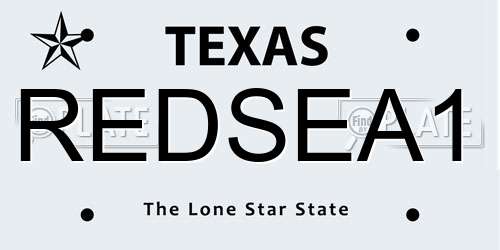 REDSEA1 Texas License Plate