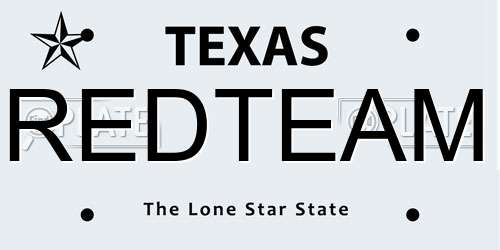 REDTEAM Texas License Plate