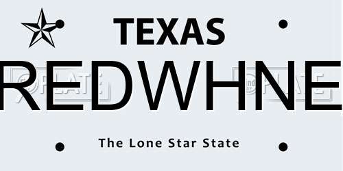 REDWHNE Texas License Plate
