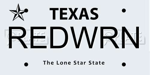 REDWRN Texas License Plate